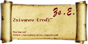 Zsivanov Ernő névjegykártya